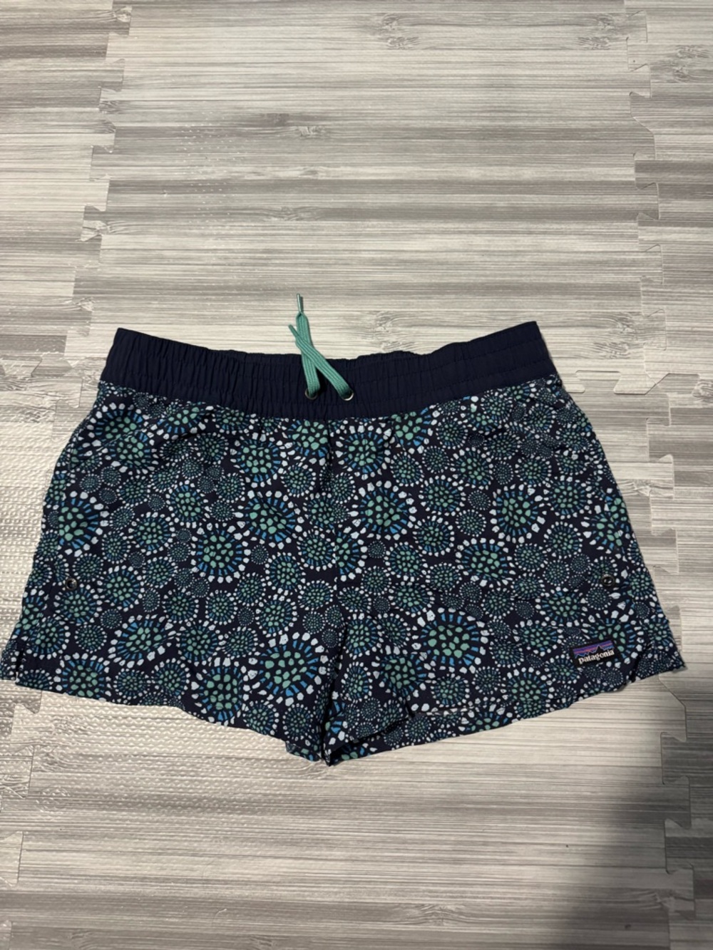 Patagonia Navy Patterned Elastic-Waist Swim Shorts
